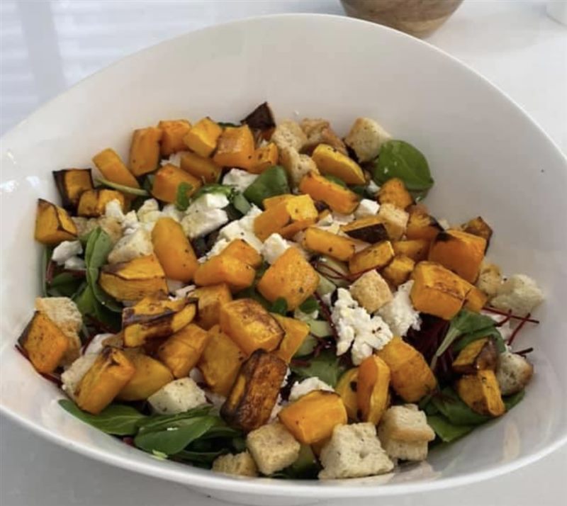 Roasted butternut and feta salad