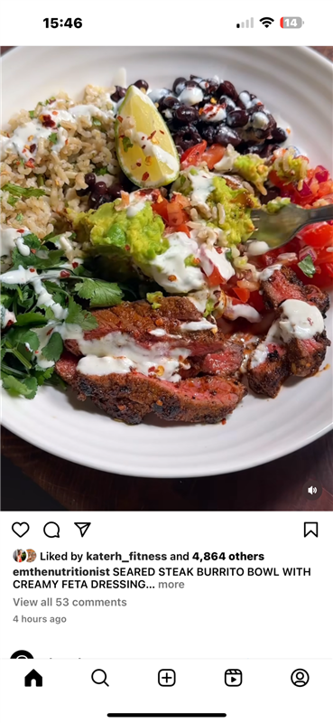 Protein steak burrito bowl